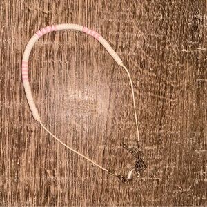 Pink and white beaded anklet